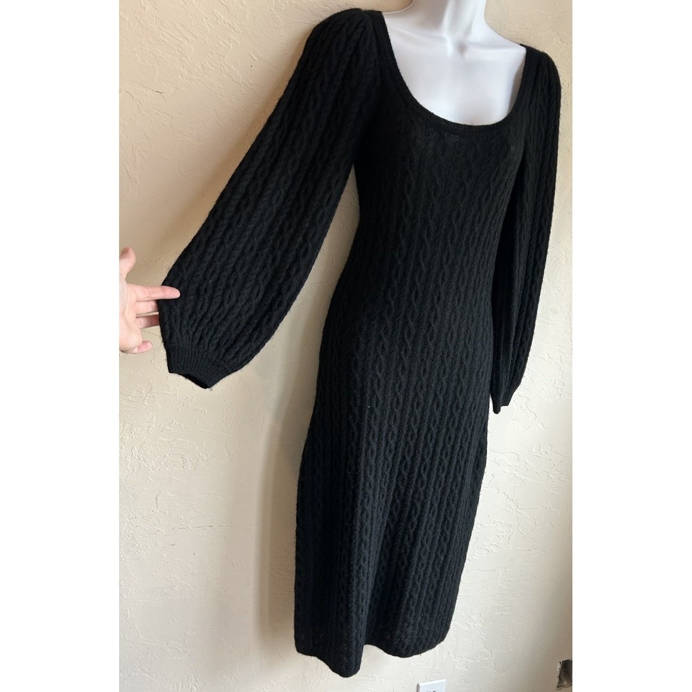 MILLE Resort & Travel Brianna Sweater Dress‎ XS S Baby Alpaca Black Cable Midi